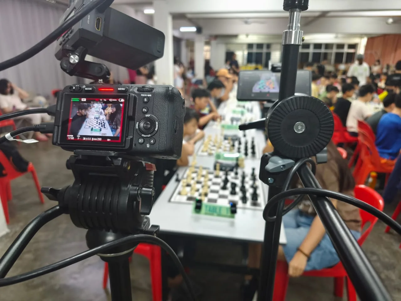 Camera and phone setup overlooking table one