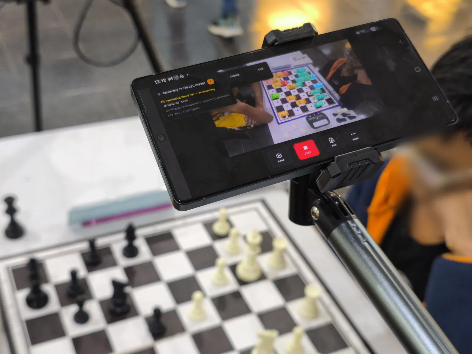 Phone screen running ChessZCam detection