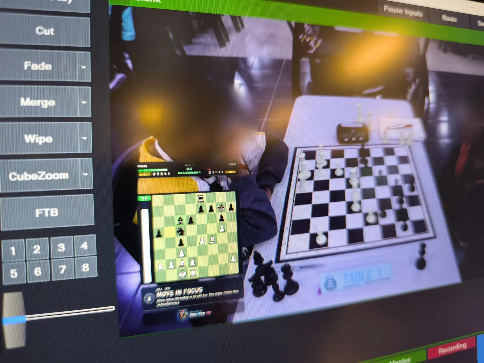 vMix output with the ChessZCam digital board over the live picture