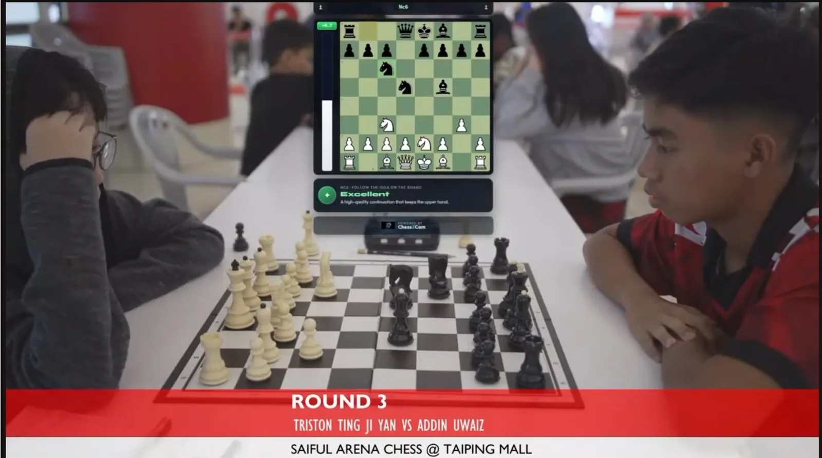 Siaran tournament ChessZCam dengan video pemain dan papan digital